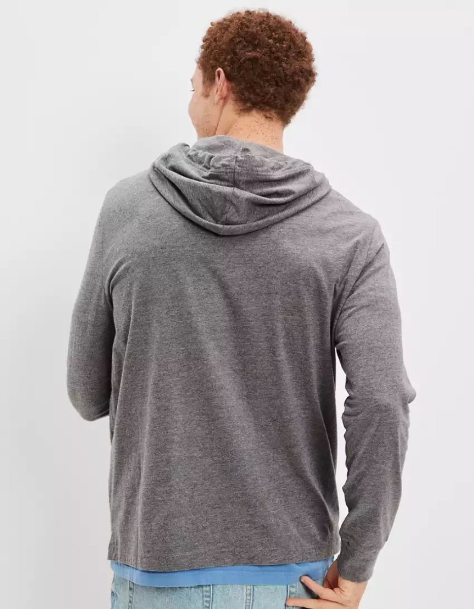 Sweat à Capuche American Eagle AE Super Soft Logo Graphique Grise Homme | UKJ-19418835